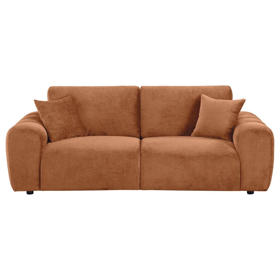 Burnett Chenille Upholstered Wide Arm Sofa Burnt Orange view 3