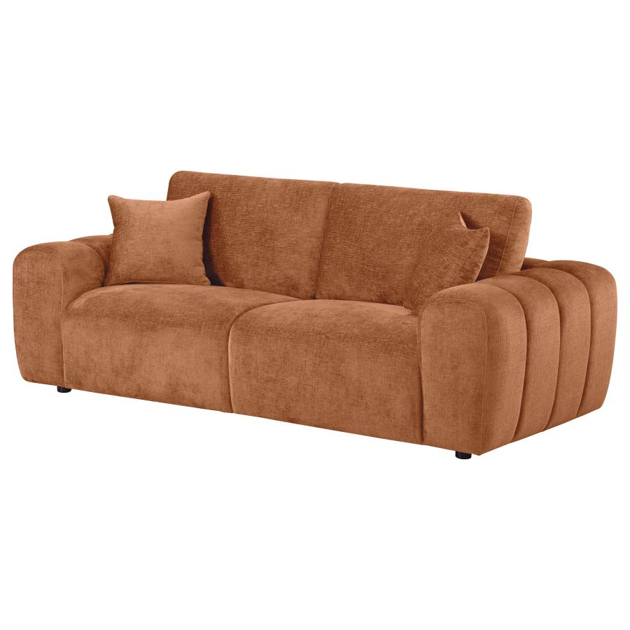Burnett Chenille Upholstered Wide Arm Sofa Burnt Orange view 4