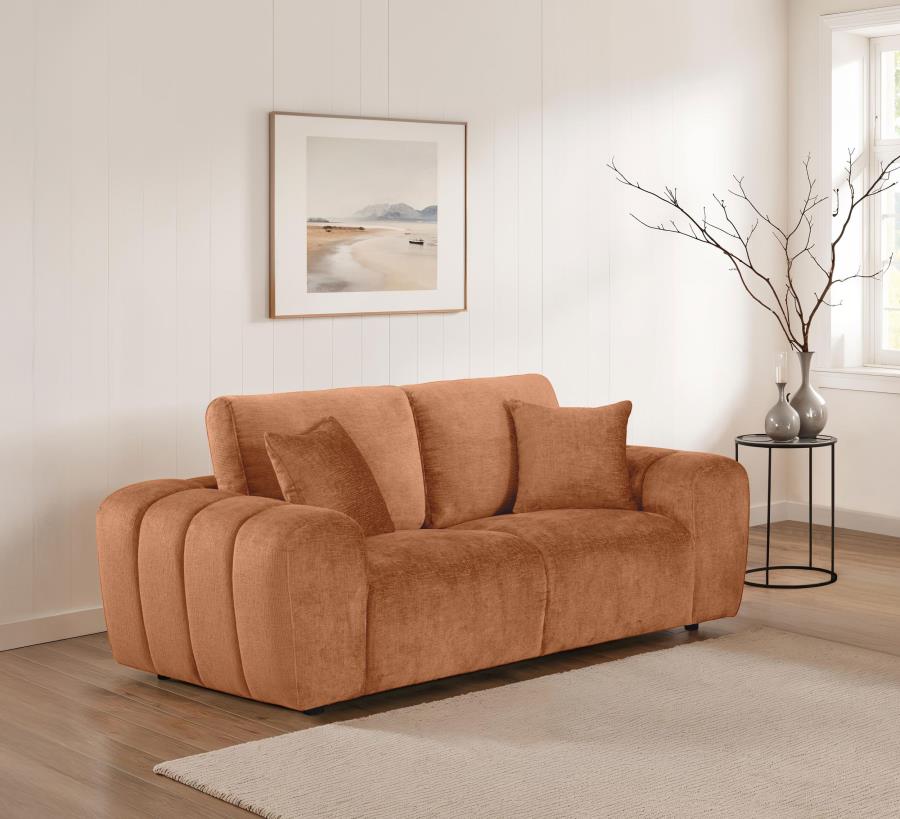 Burnett Chenille Upholstered Wide Arm Loveseat Burnt Orange view 2