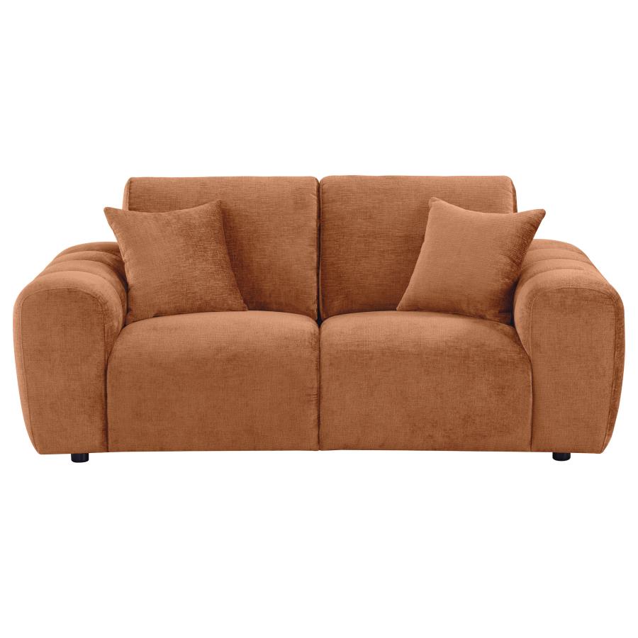 Burnett Chenille Upholstered Wide Arm Loveseat Burnt Orange view 3