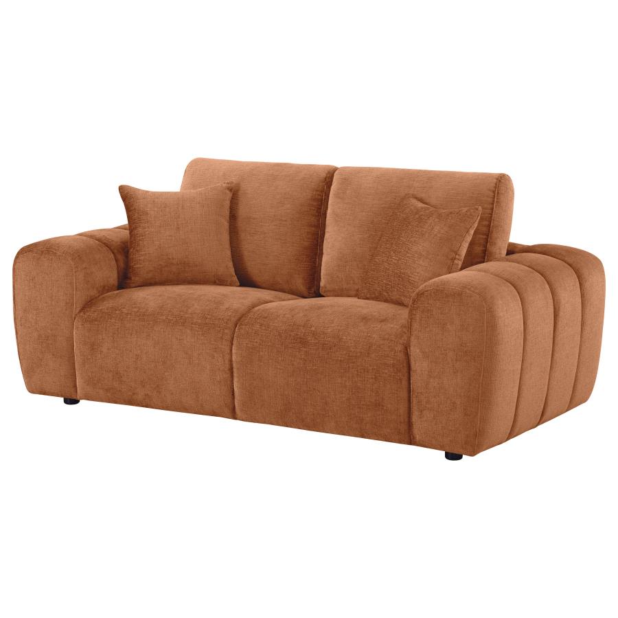 Burnett Chenille Upholstered Wide Arm Loveseat Burnt Orange view 4