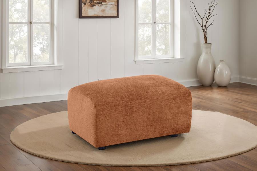 Burnett Chenille Upholstered Ottoman Burnt Orange view 2