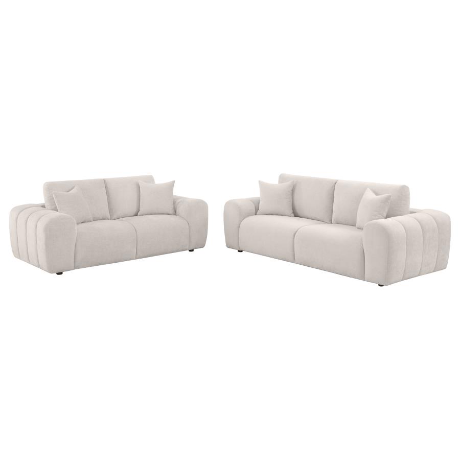 Burnett 2-piece Chenille Upholstered Sofa Set Ivory view 2