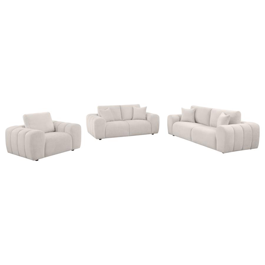 Burnett 3-piece Chenille Upholstered Sofa Set Ivory view 2