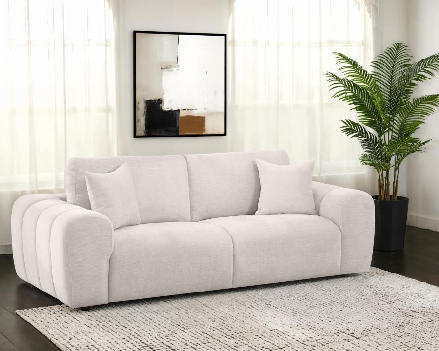 Burnett Chenille Upholstered Wide Arm Sofa Ivory view 2