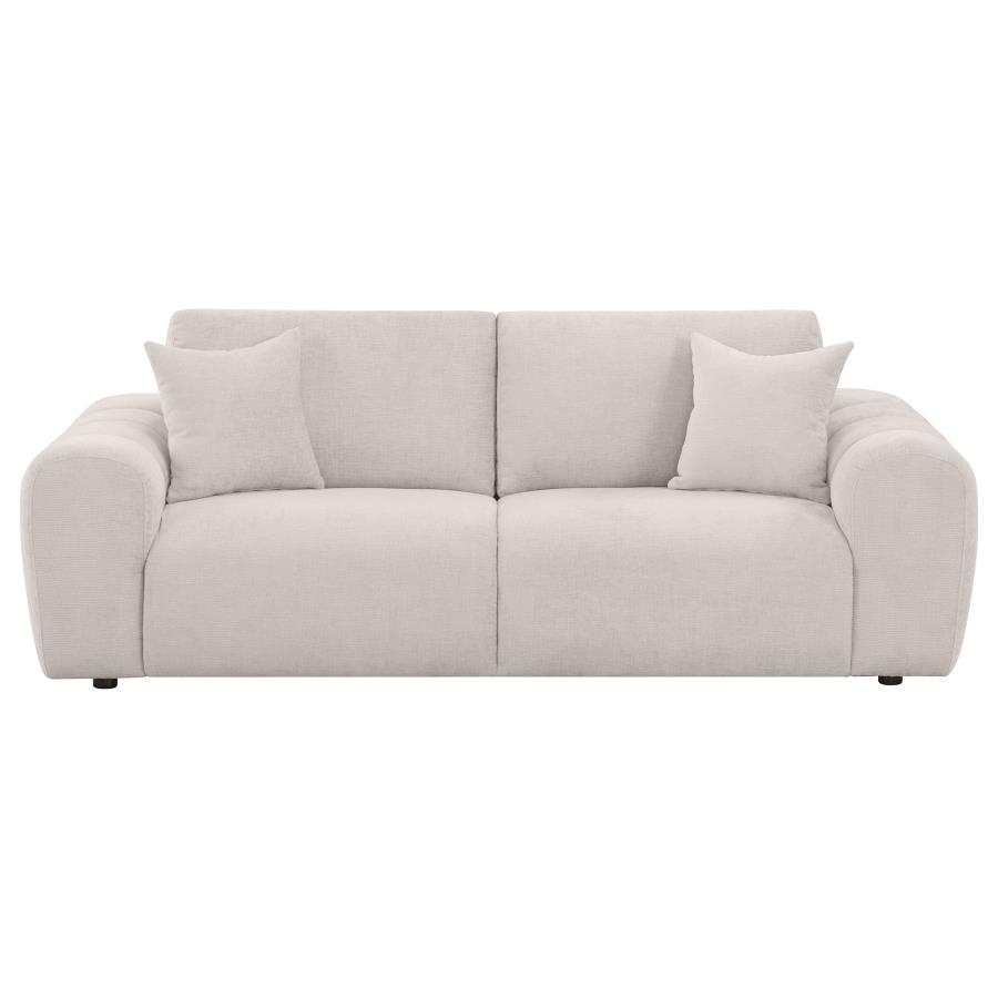 Burnett Chenille Upholstered Wide Arm Sofa Ivory view 3