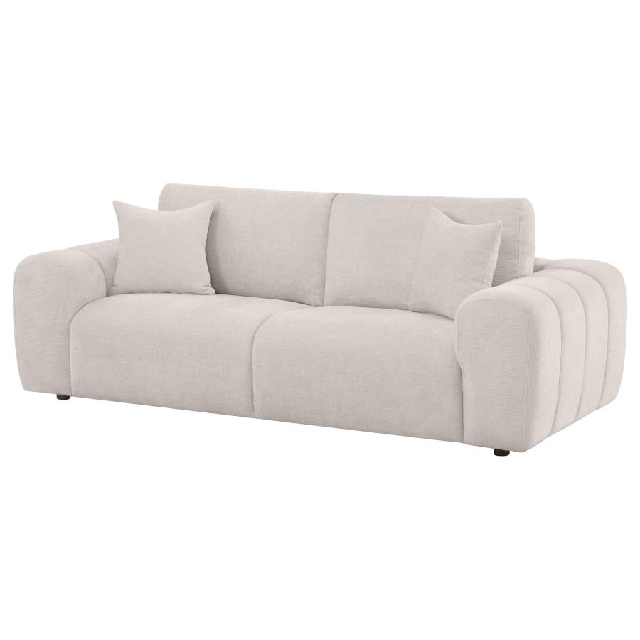 Burnett Chenille Upholstered Wide Arm Sofa Ivory view 4