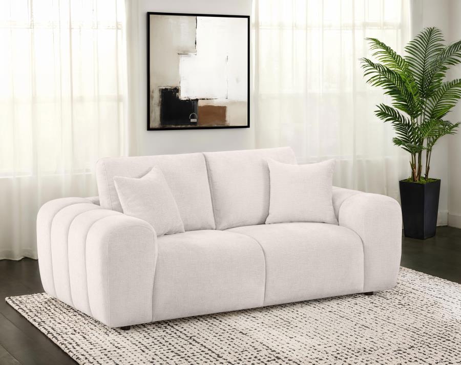 Burnett Chenille Upholstered Wide Arm Loveseat Ivory view 2