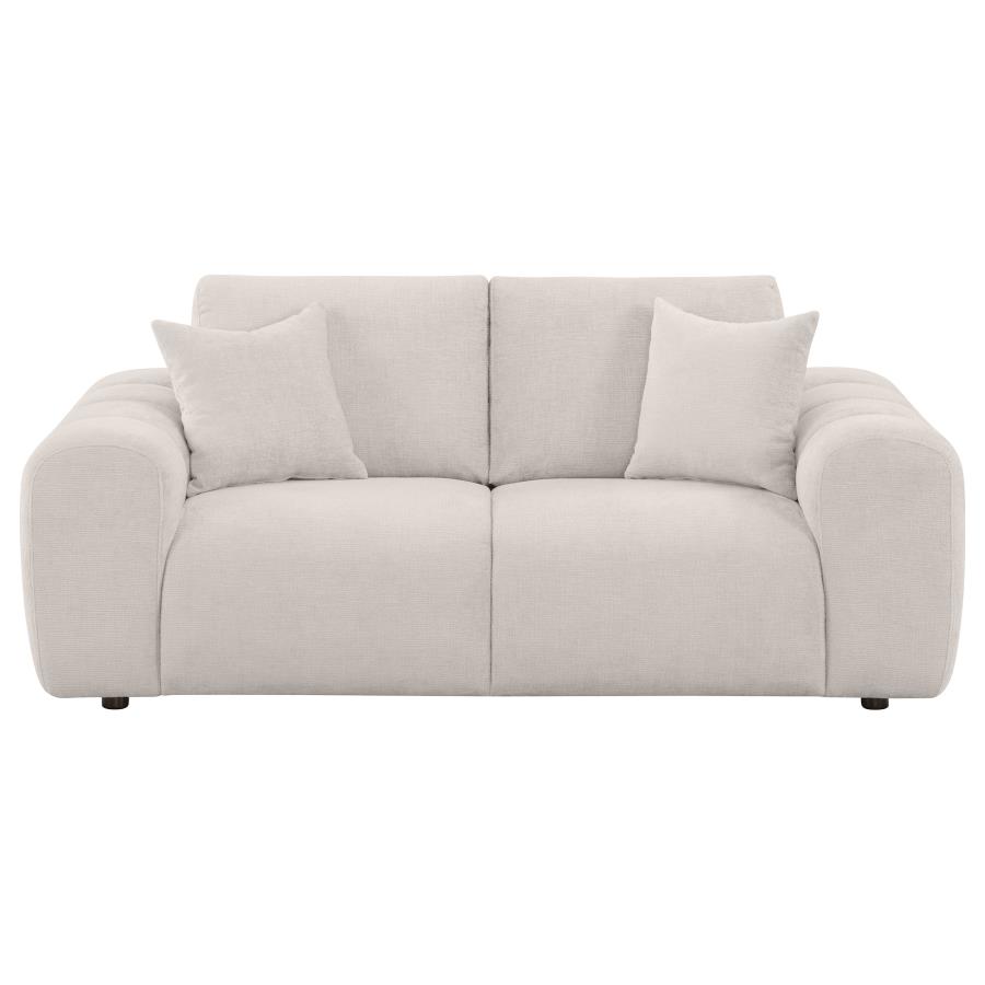 Burnett Chenille Upholstered Wide Arm Loveseat Ivory view 3