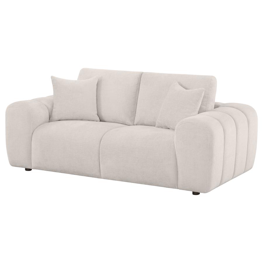 Burnett Chenille Upholstered Wide Arm Loveseat Ivory view 4