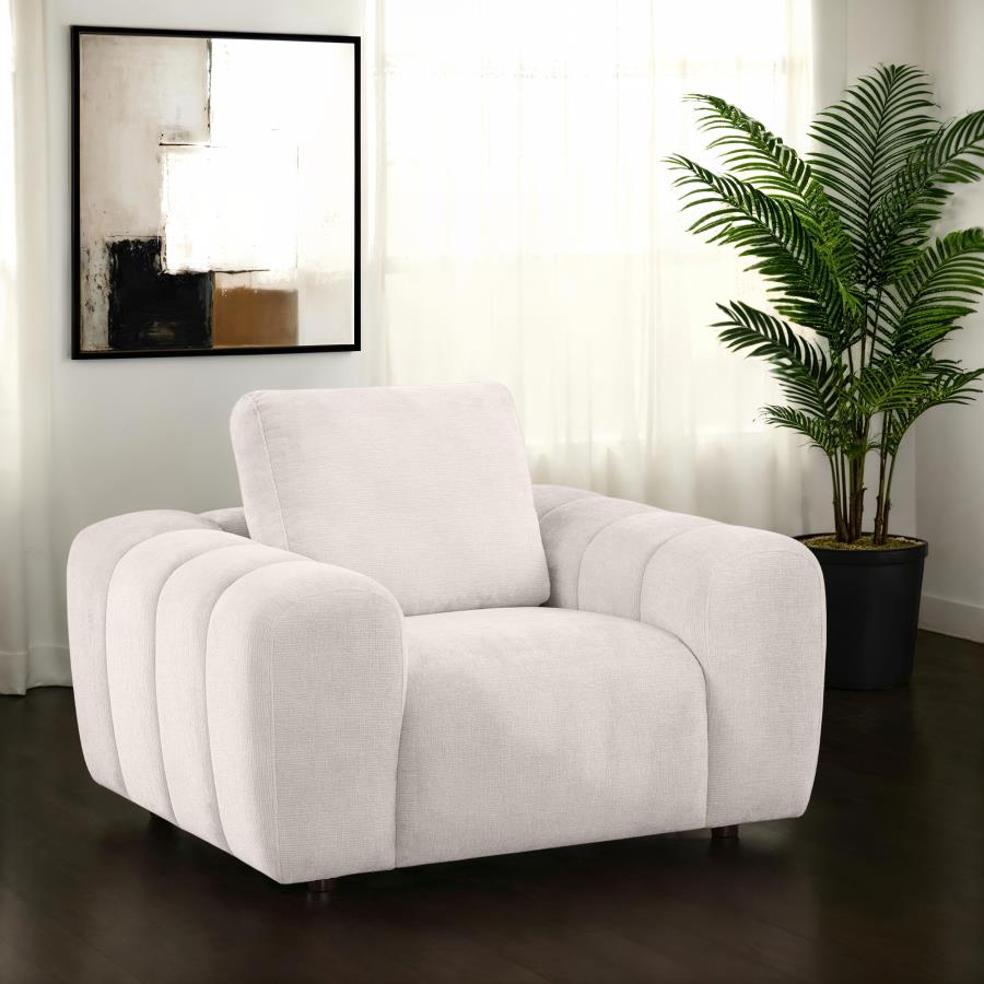 Burnett Chenille Upholstered Accent Chair Ivory view 2