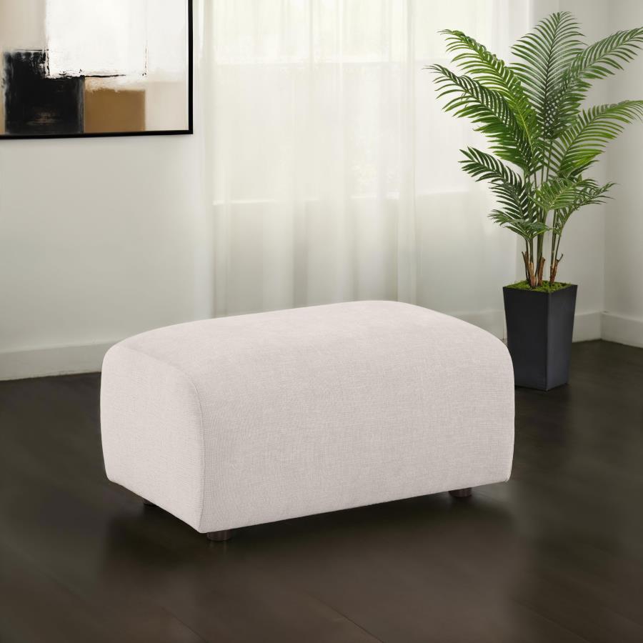 Burnett Chenille Upholstered Ottoman Ivory view 2