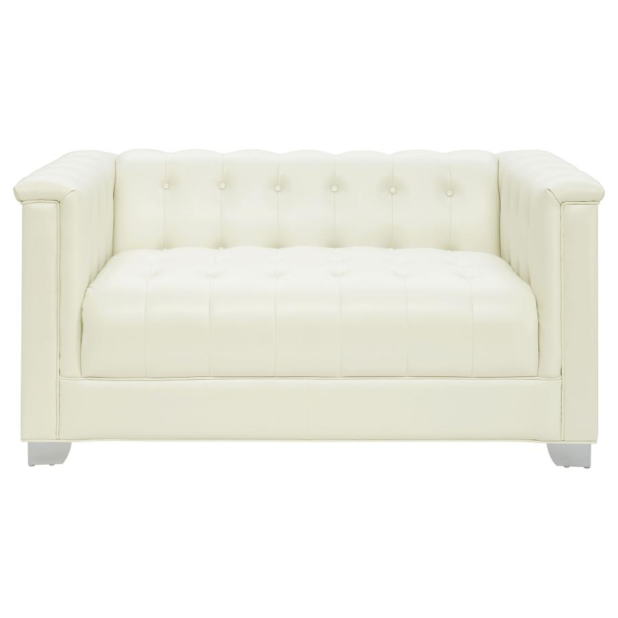 Chaviano Upholstered Track Arm Loveseat Pearl White view 3