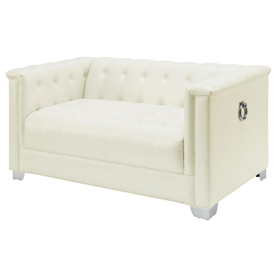 Chaviano Upholstered Track Arm Loveseat Pearl White view 4