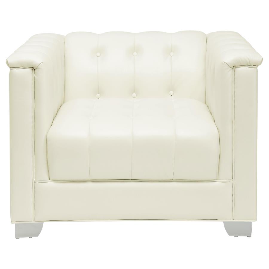 Chaviano Upholstered Track Arm Accent Chair Pearl White view 3