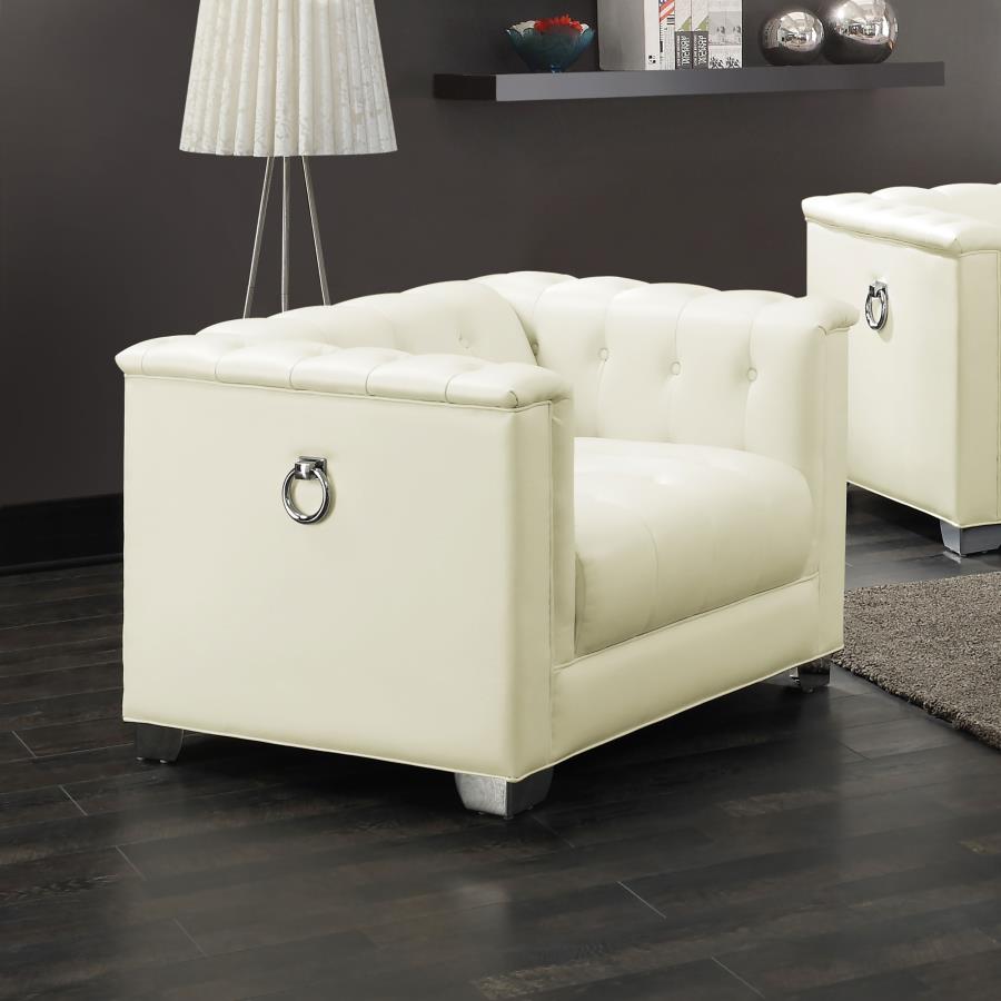 Chaviano Upholstered Track Arm Accent Chair Pearl White view 2