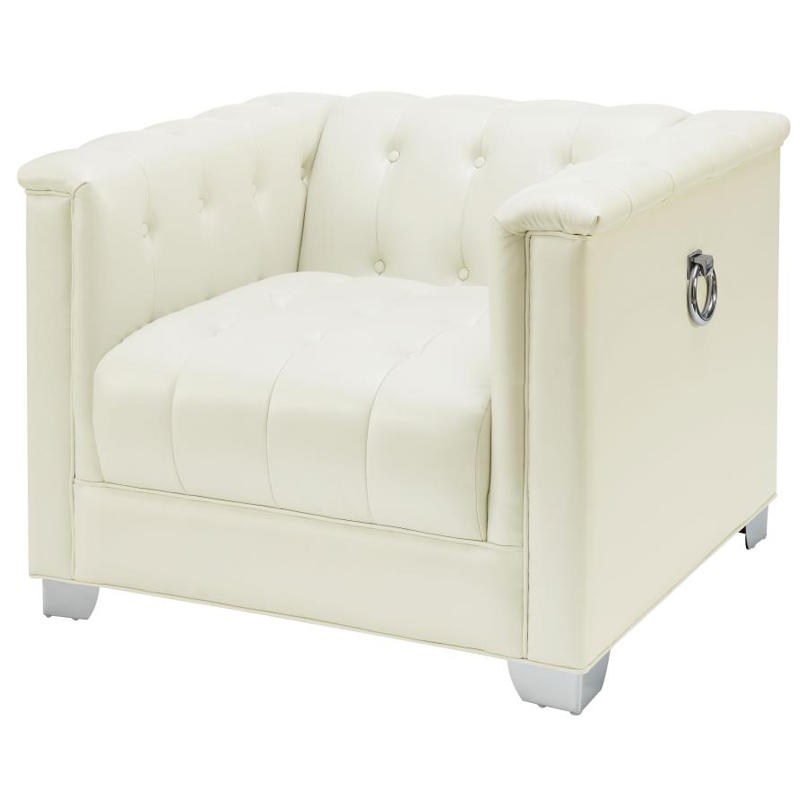Chaviano Upholstered Track Arm Accent Chair Pearl White view 4