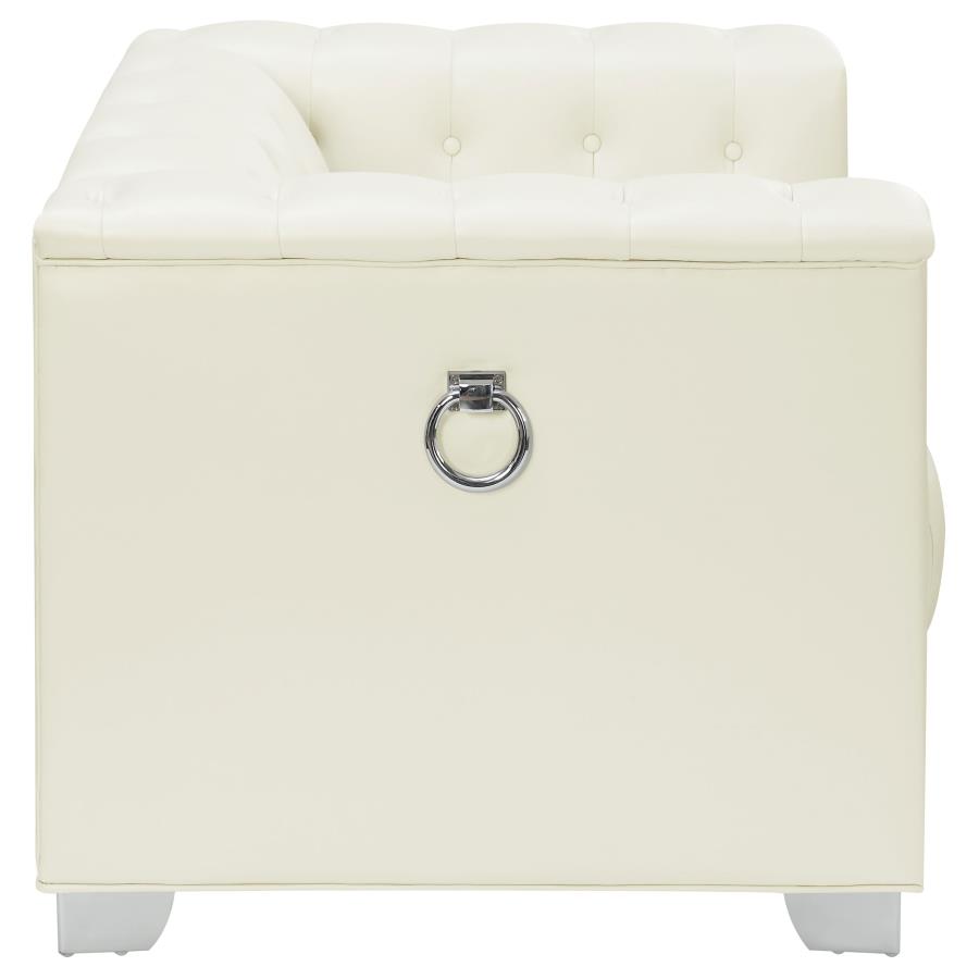 Chaviano Upholstered Track Arm Accent Chair Pearl White view 7