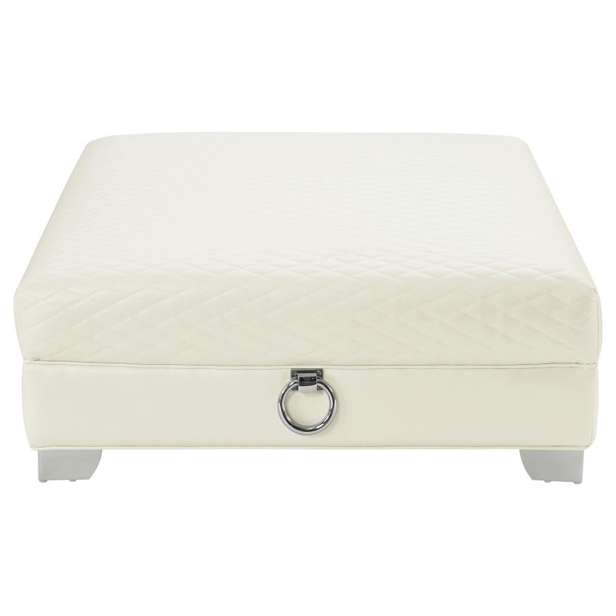 Chaviano Square Upholstered Ottoman Pearl White view 3