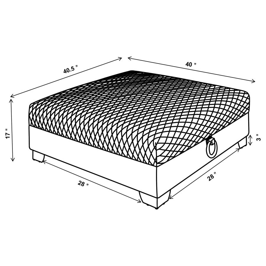 Chaviano Square Upholstered Ottoman Pearl White view 6