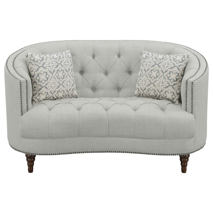 Avonlea Upholstered Sloped Arm Loveseat Grey Fabric view 3