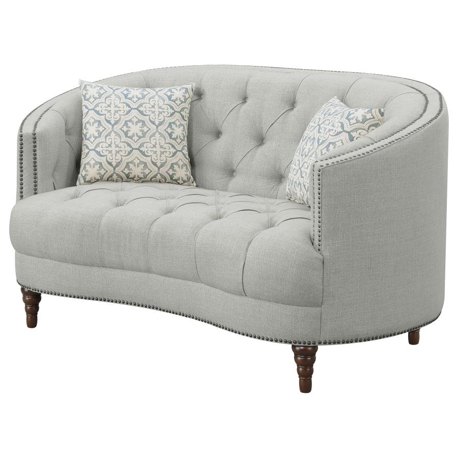 Avonlea Upholstered Sloped Arm Loveseat Grey Fabric view 4