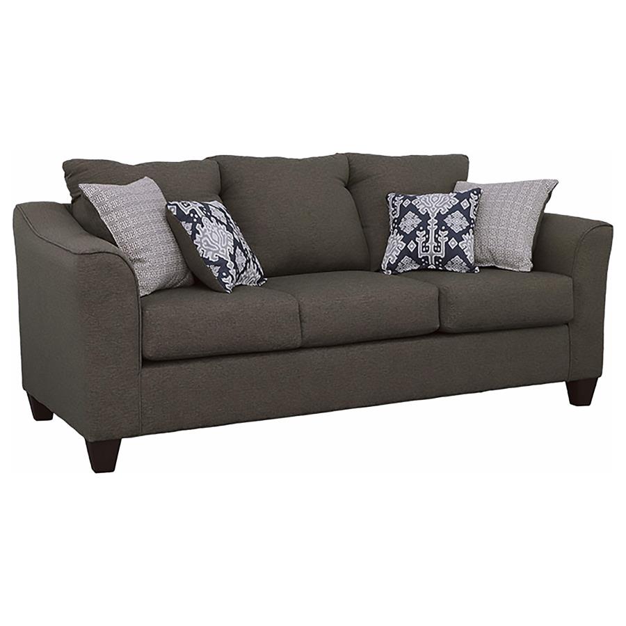 Salizar Upholstered Flared Arm Sofa Charcoal Grey