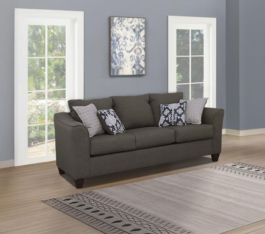 Salizar Upholstered Flared Arm Sofa Charcoal Grey view 2