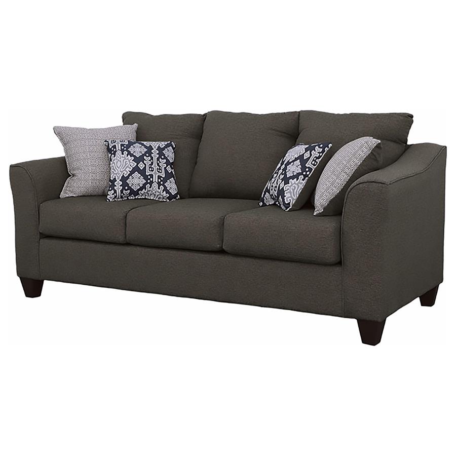 Salizar Upholstered Flared Arm Sofa Charcoal Grey view 4