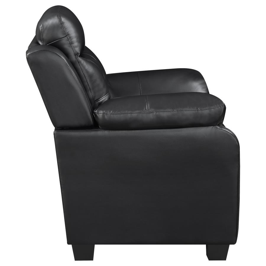 Finley 2-piece Upholstered Padded Arm Tufted Sofa Set Black view 6