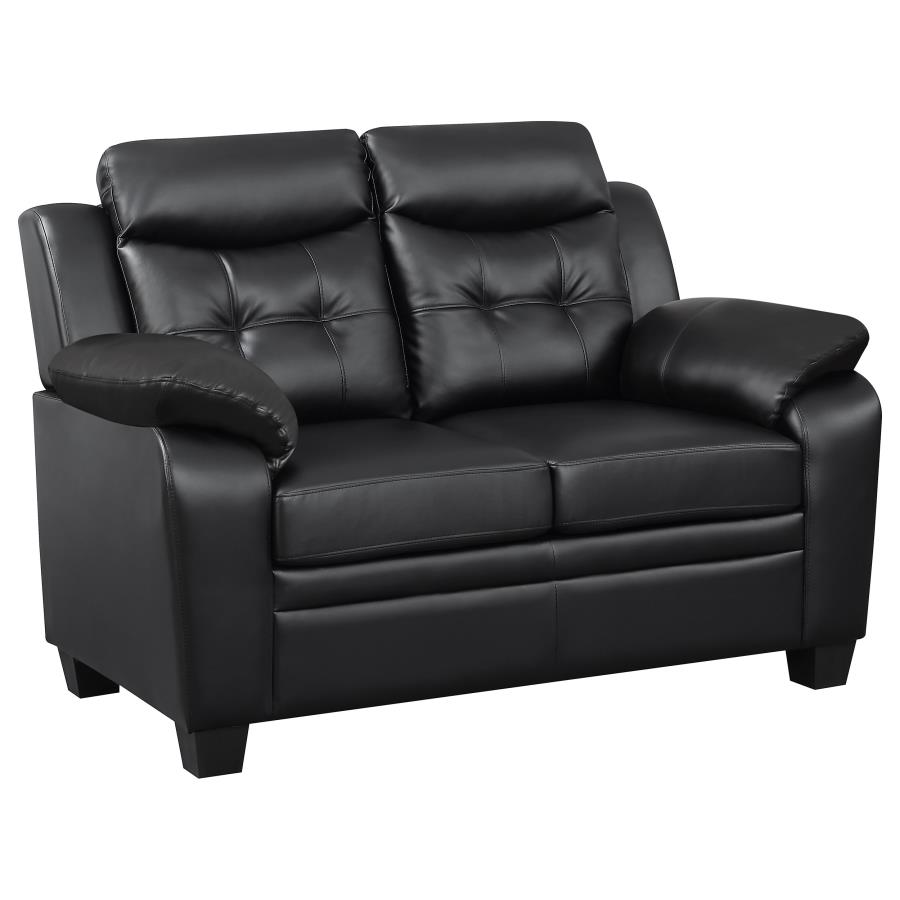 Finley 2-piece Upholstered Padded Arm Tufted Sofa Set Black view 7