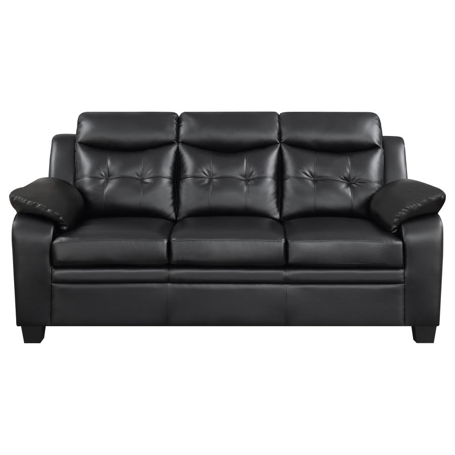 Finley 3-piece Upholstered Padded Arm Tufted Sofa Set Black view 4