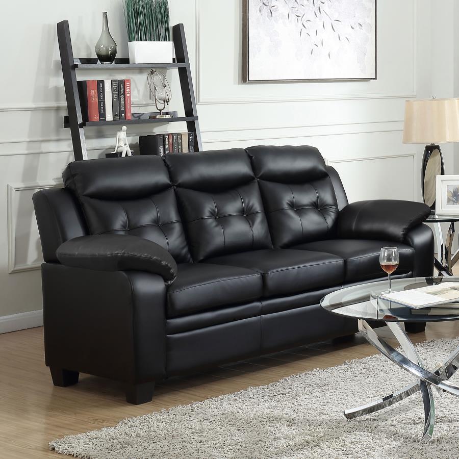 Finley Upholstered Padded Arm Tufted Sofa Black view 2