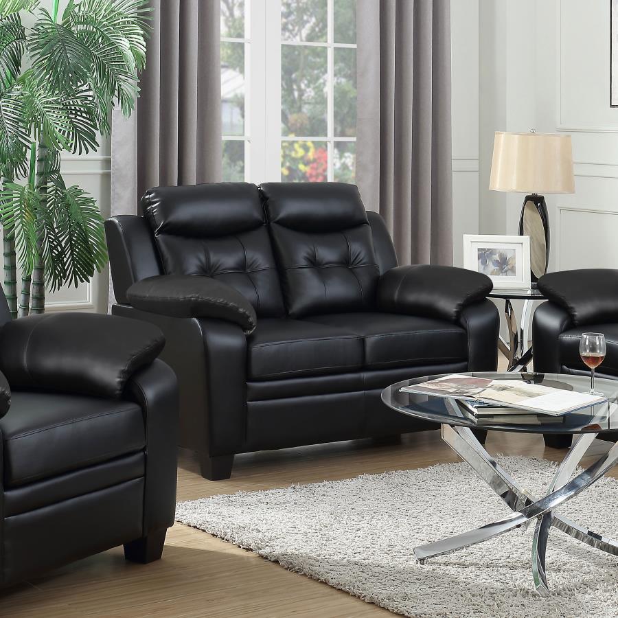 Finley Upholstered Padded Arm Tufted Loveseat Black view 2