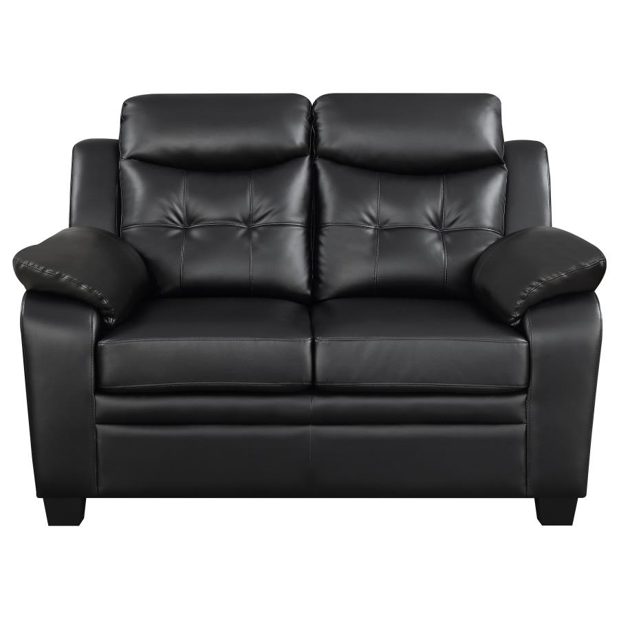 Finley Upholstered Padded Arm Tufted Loveseat Black view 3