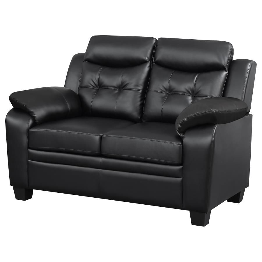Finley Upholstered Padded Arm Tufted Loveseat Black view 4