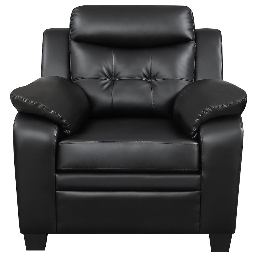 Finley Upholstered Padded Arm Tufted Accent Chair Black view 3