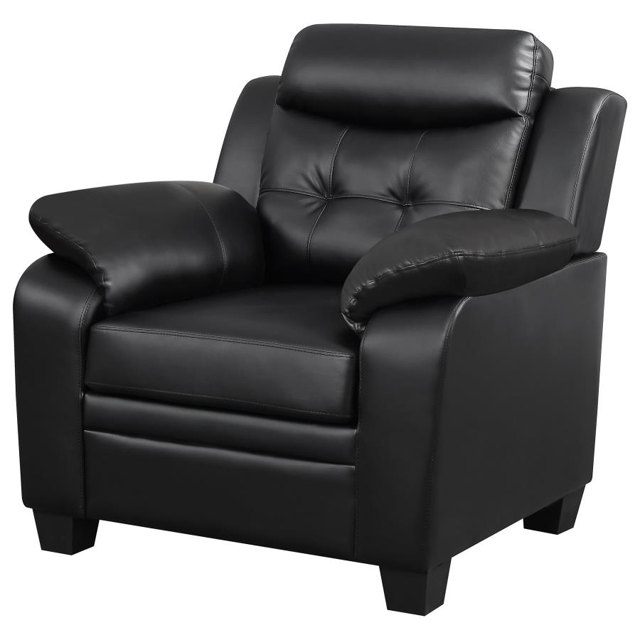 Finley Upholstered Padded Arm Tufted Accent Chair Black view 4