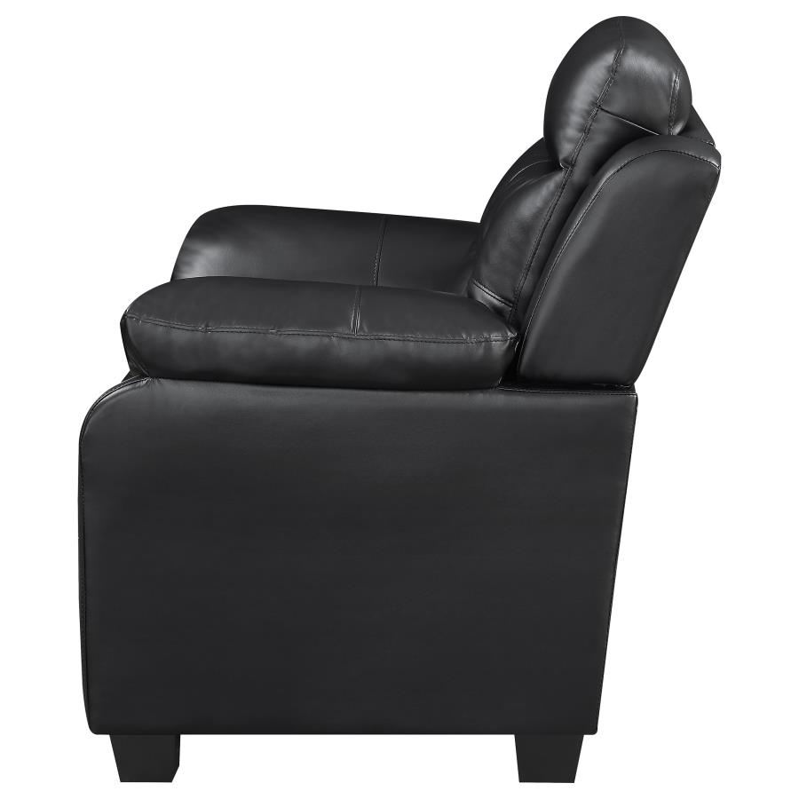 Finley Upholstered Padded Arm Tufted Accent Chair Black view 5
