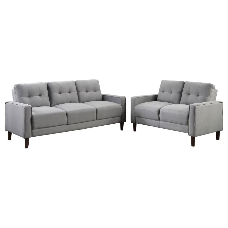 Bowen 2-piece Upholstered Track Arm Tufted Sofa Set Grey view 2