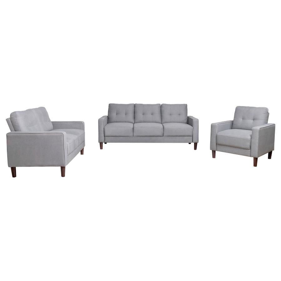 Bowen 3-piece Upholstered Track Arm Tufted Sofa Set Grey view 2