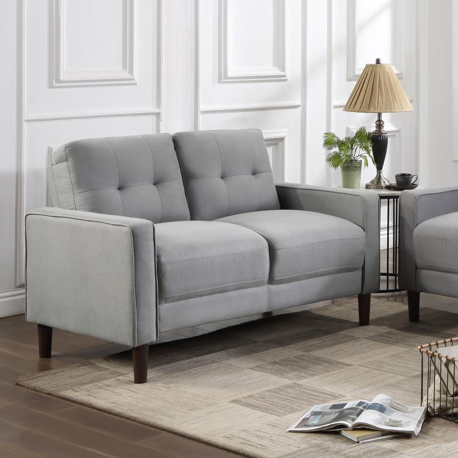 Bowen Upholstered Track Arm Tufted Loveseat Grey view 2
