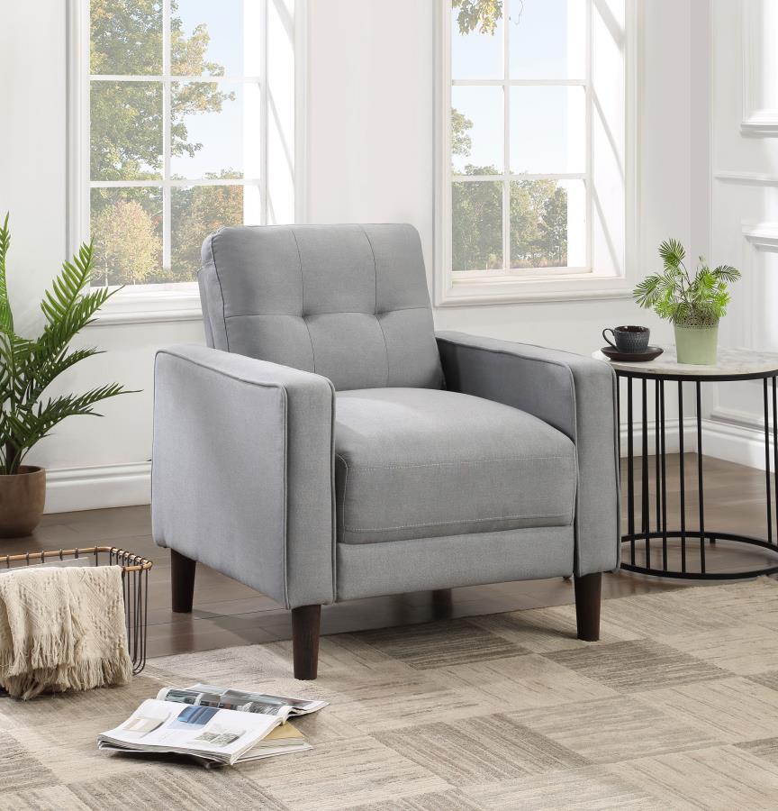 Bowen Upholstered Track Arm Tufted Accent Chair Grey view 2
