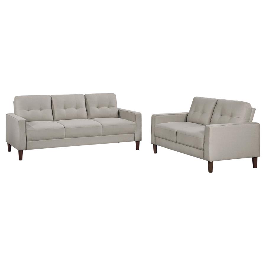 Bowen 2-piece Upholstered Track Arm Tufted Sofa Set Beige view 2