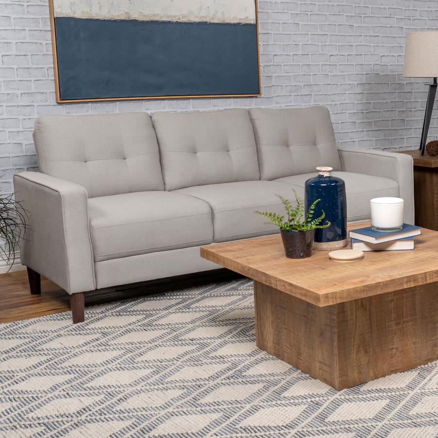 Bowen Upholstered Track Arm Tufted Sofa Beige view 2
