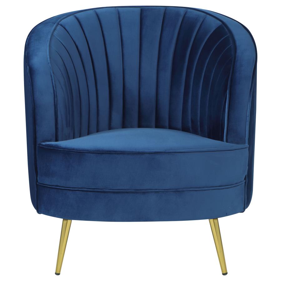 Sophia Upholstered Channel Tufted Barrel Accent Chair Blue view 3