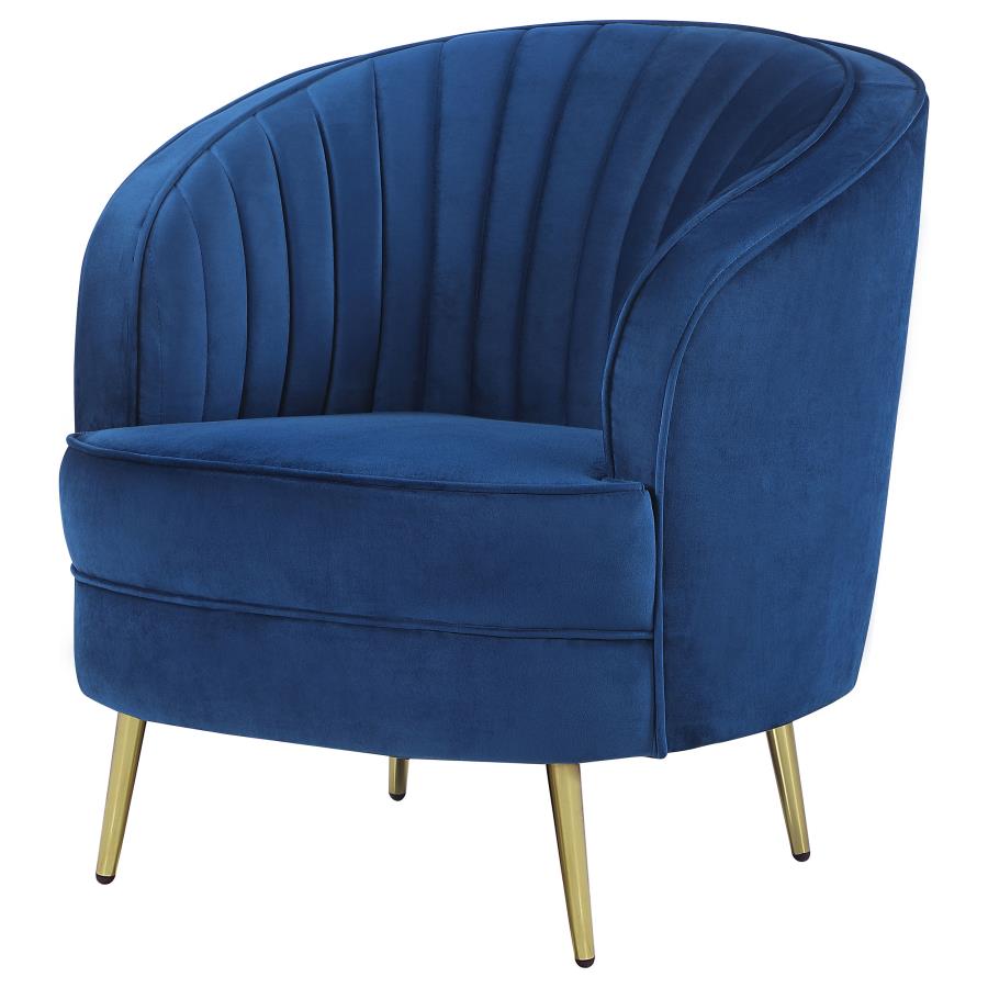 Sophia Upholstered Channel Tufted Barrel Accent Chair Blue view 4