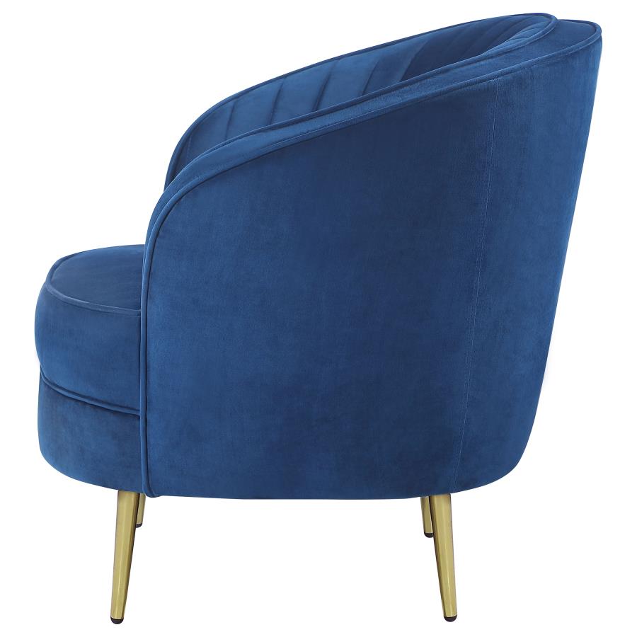 Sophia Upholstered Channel Tufted Barrel Accent Chair Blue view 5