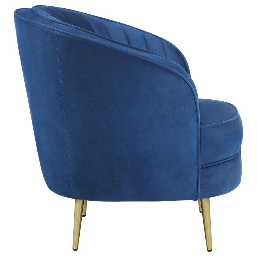 Sophia Upholstered Channel Tufted Barrel Accent Chair Blue view 7