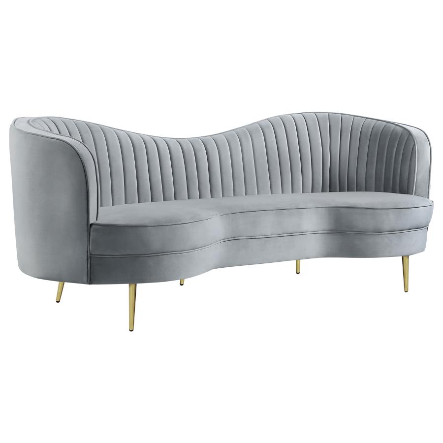 Sophia 2-piece Upholstered Channel Tufted Sofa Set Grey view 3
